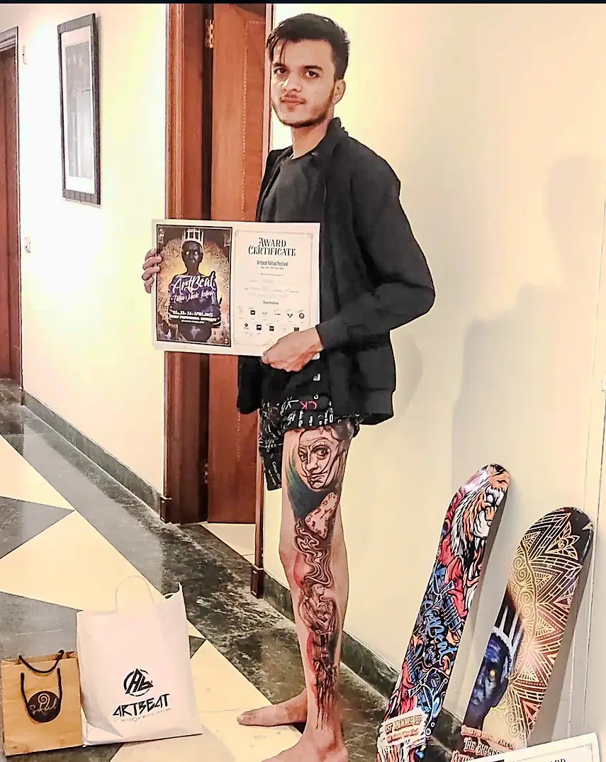 Akash Kanjiya award certificate - ArtBeat Tattoo Festival